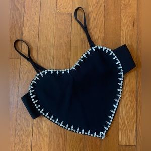 Bejeweled black heart top